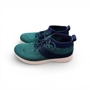 Fitflop US8 Uberknit slip on high top green blue